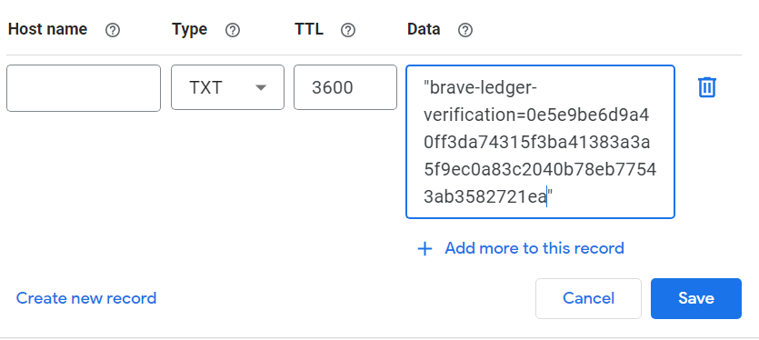 Create the DNS TXT Record