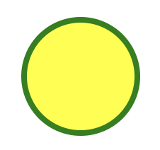 SVG of a yellow circle with green outline